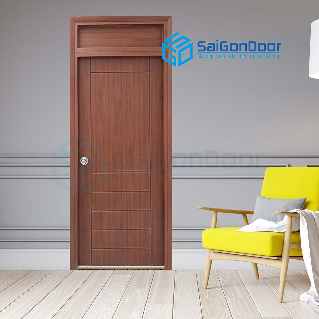 Mẫu cửa nhựa cao cấp vân gỗ kết hợp ô thoáng Cửa nhựa cao cấp giá rẻ TPHCM