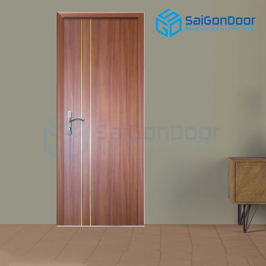 Cửa nhựa phòng ngủ màu nâu vân gỗ cẩm lai cửa phòng ngủ bằng nhựa giá rẻ