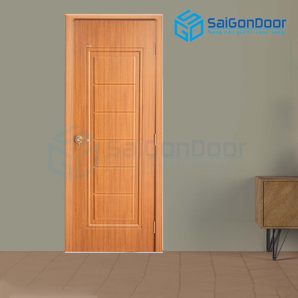 Cửa phòng ngủ màu nâu đỏ nhạt vân gỗ hương đỏ cửa phòng ngủ bằng nhựa giá rẻ