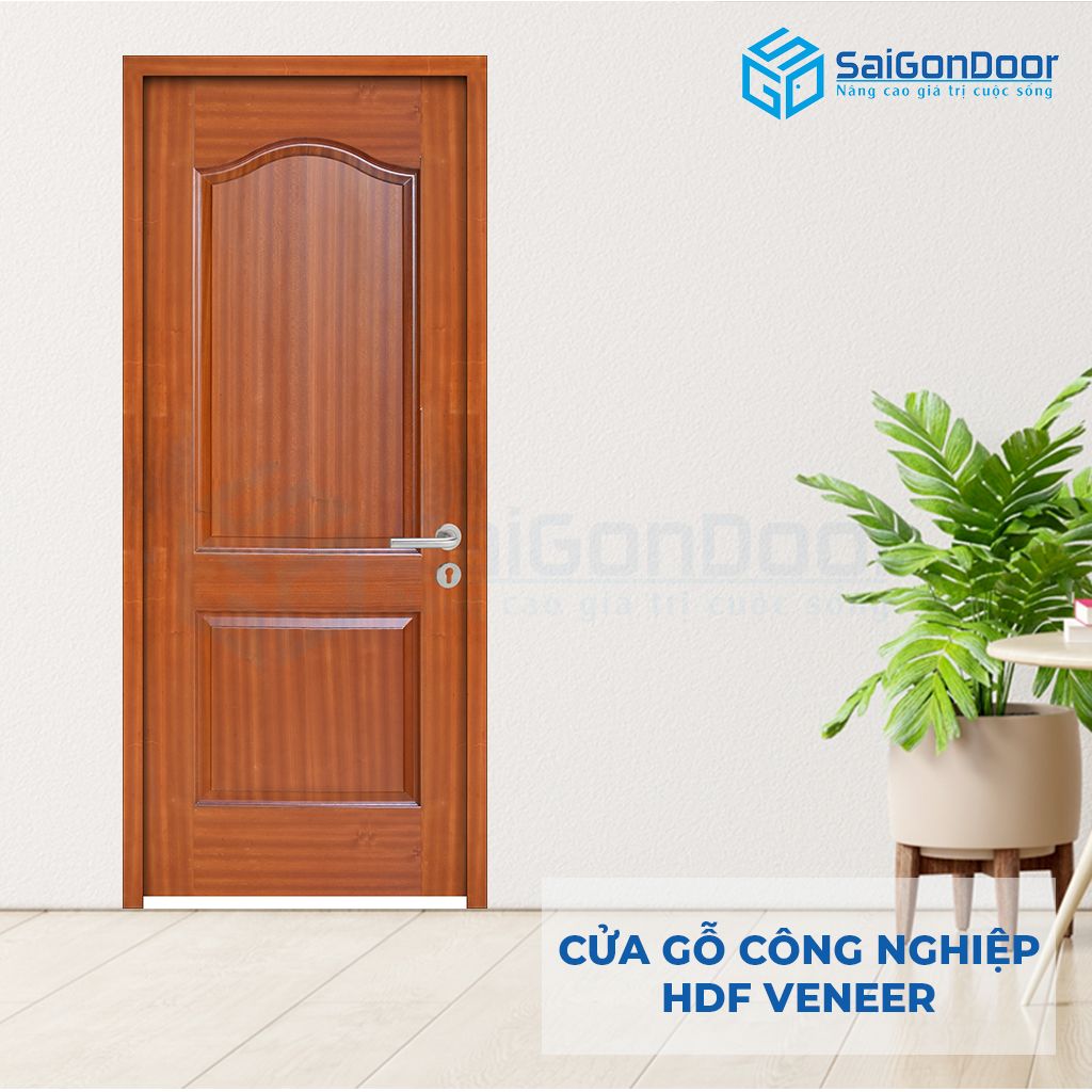 Mẫu cửa phòng tắm gỗ công nghiệp HDF Veneer 2A-sapele cửa phòng tắm bằng gỗ