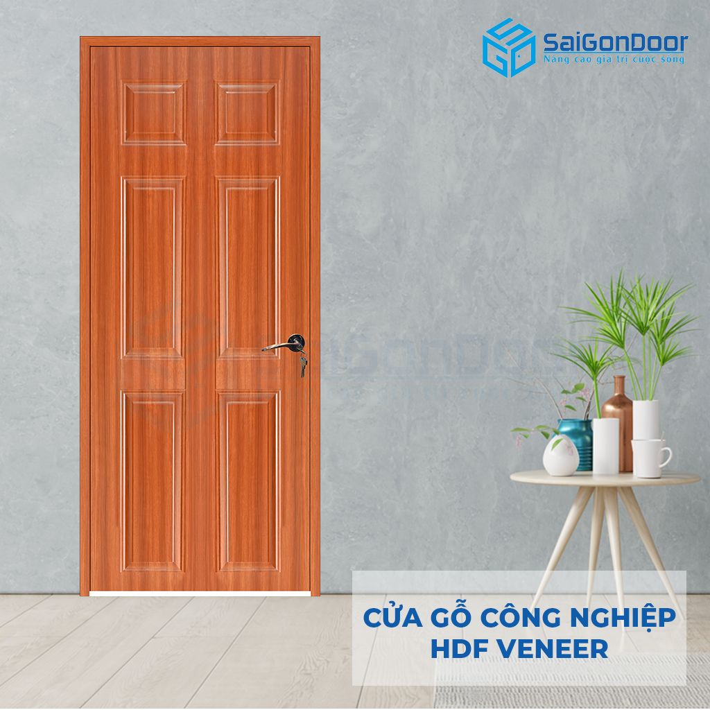 Mẫu cửa phòng tắm gỗ công nghiệp HDF Veneer 6A-sapele cửa phòng tắm bằng gỗ