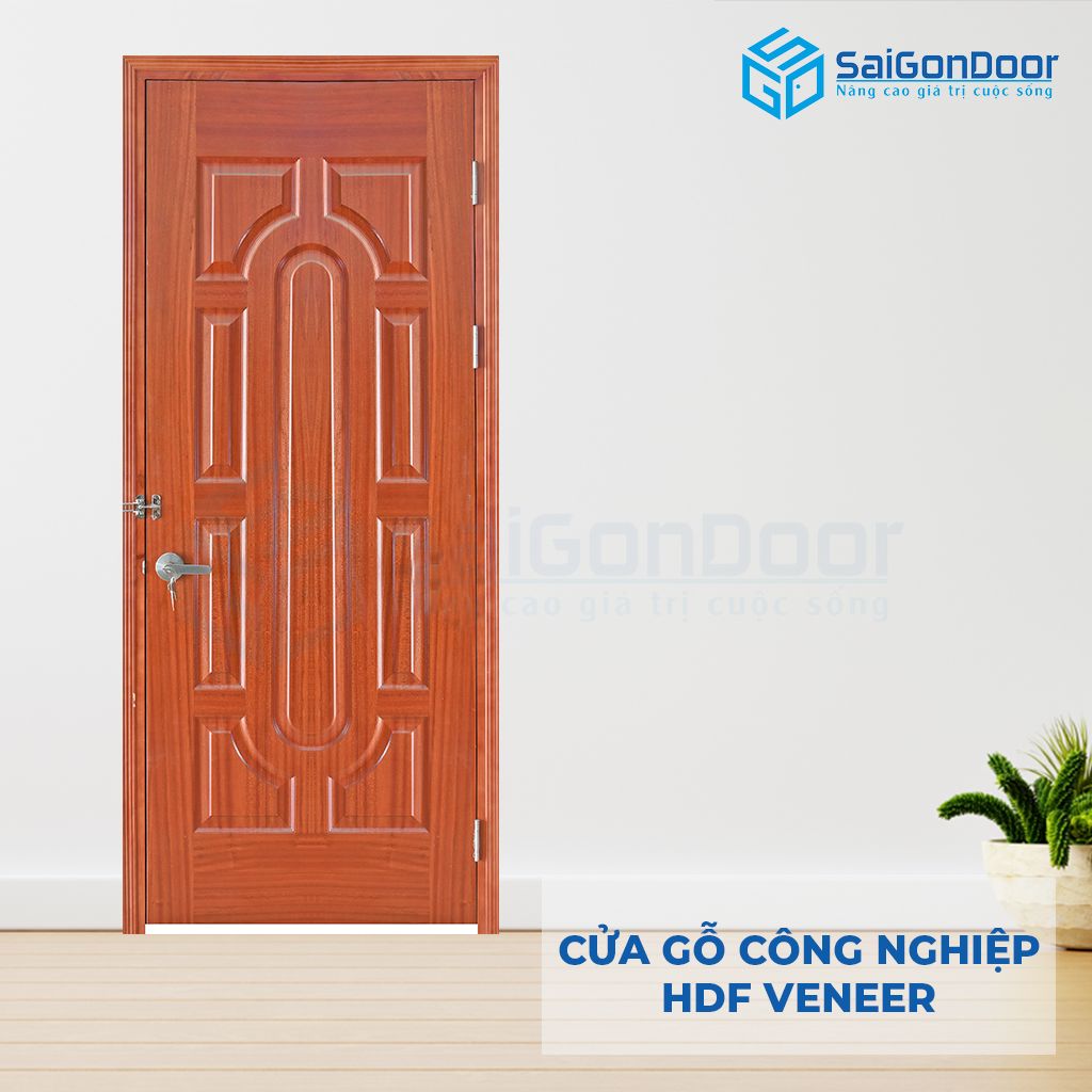 Mẫu cửa phòng tắm gỗ công nghiệp HDF veneer 19-xoan đào cửa phòng tắm cao cấp