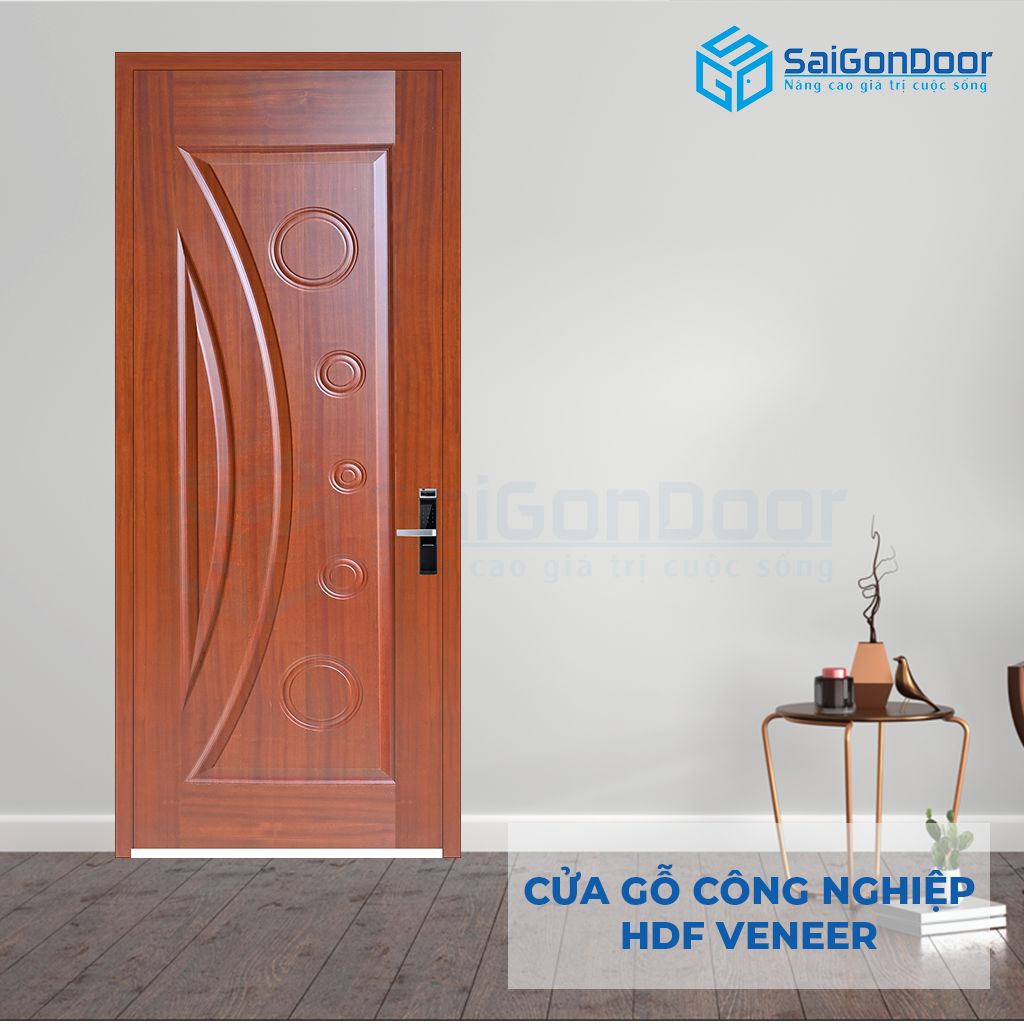 Mẫu cửa phòng tắm gỗ công nghiệp HDF veneer 1K sapele cửa phòng tắm cao cấp