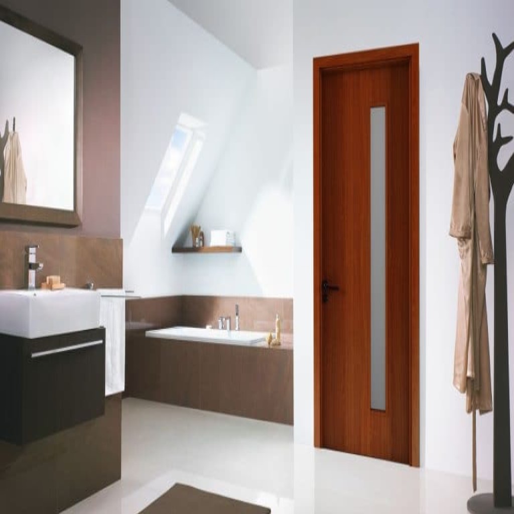 Cửa phòng tắm gỗ gụ màu nâu đỏ fix kính mờ cửa phòng tắm là gì