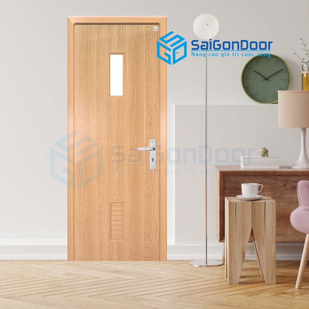 Mẫu cửa phòng tắm nhựa màu nâu nhạt vân hương fix kính kết hợp ô chớp cửa phòng tắm là gì