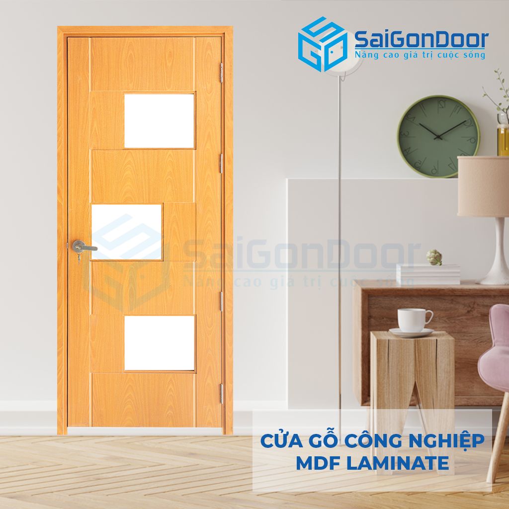 Mẫu cửa phòng ngủ gỗ công nghiệp MDF Laminate fix kính các loại cửa gỗ phòng ngủ mdf