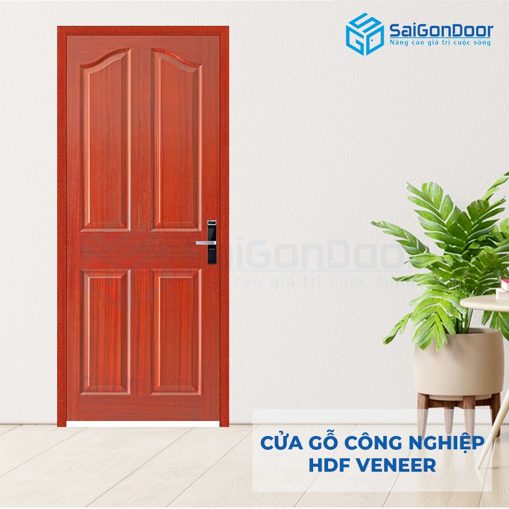 Cửa phòng ngủ gỗ HDF Veneer 4A- căm xe Cửa phòng ngủ bằng gỗ đẹp