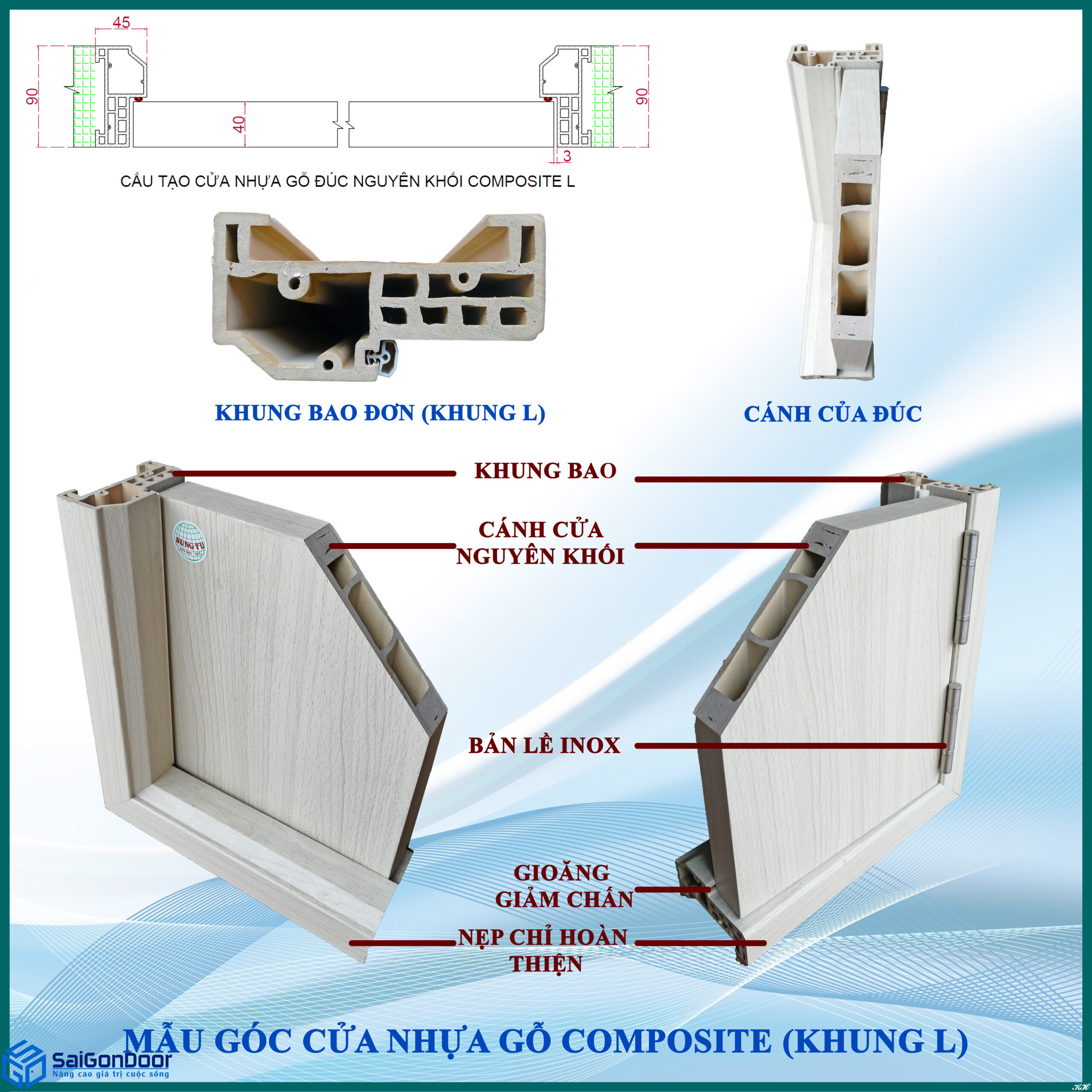 Cấu tạo cửa phòng ngủ nhựa composite Cửa phòng ngủ composite