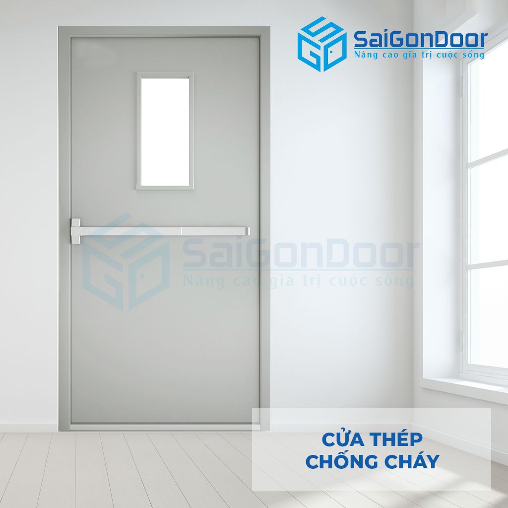 Cửa thép chống cháy fix kính Cửa thép ngăn cháy