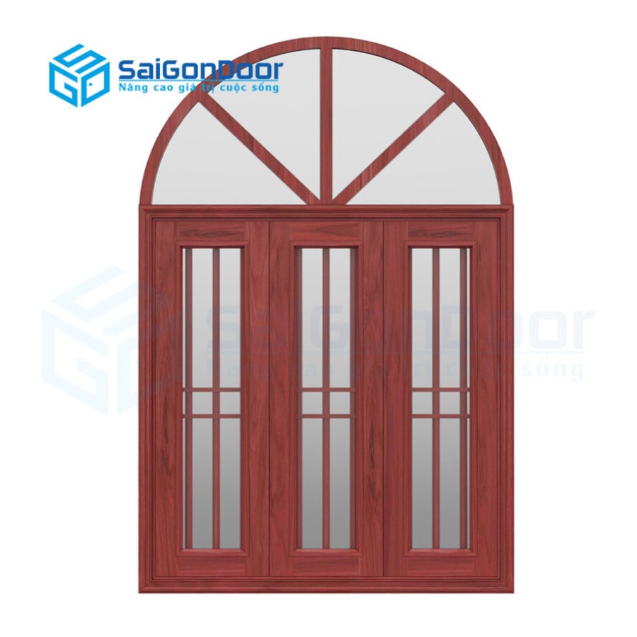 Mẫu cửa sổ vòm bằng khung gỗ cánh kính mẫu cửa vòm đẹp
