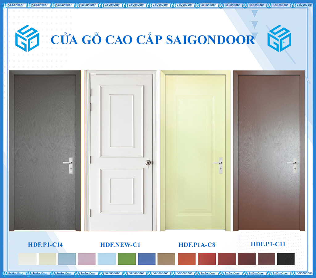 Cửa gỗ toilet HDF sơn trơn Cửa gỗ toilet HDF sơn trơn