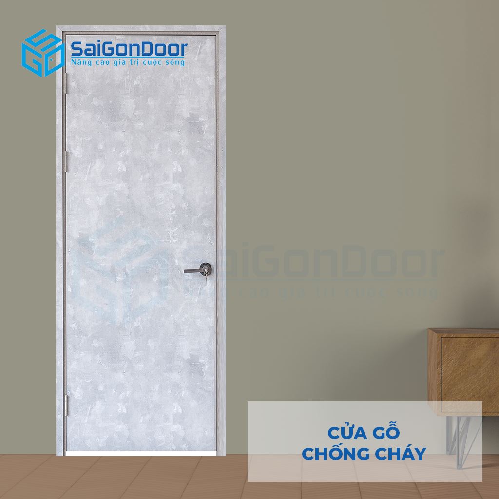 Cửa chống cháy MDF Melamine P1 vân kem Cửa chống cháy MDF Melamine P1 vân kem