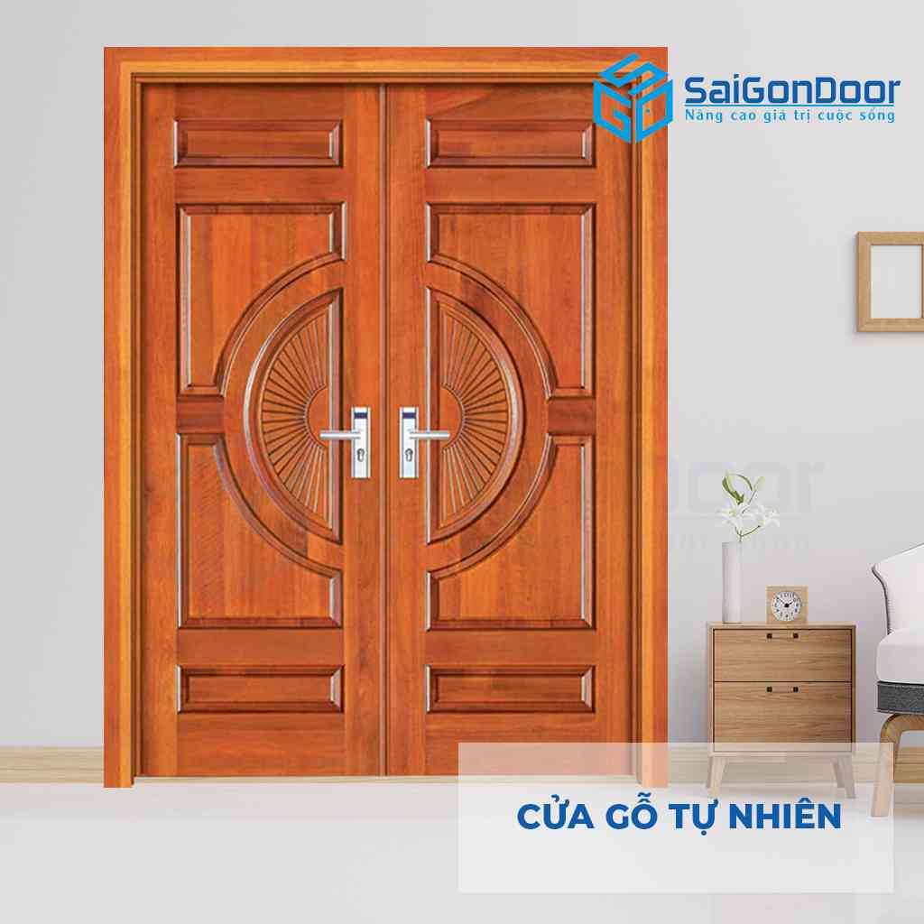 Cửa gỗ tự nhiên 2 cánh gỗ đỏ Cửa gỗ tự nhiên 2 cánh gỗ đỏ