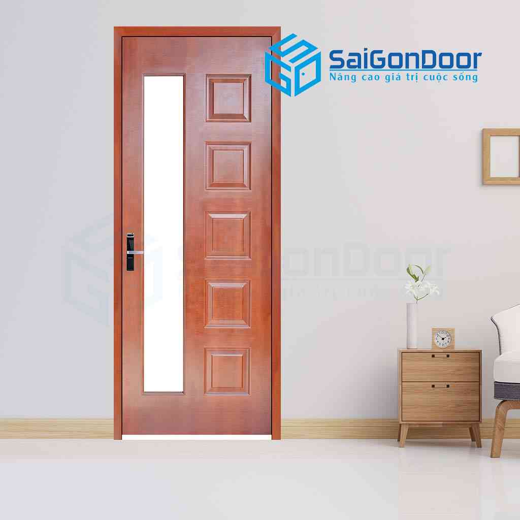 Mẫu cửa gỗ HDF Veneer có ô kính Mẫu cửa gỗ HDF Veneer có ô kính