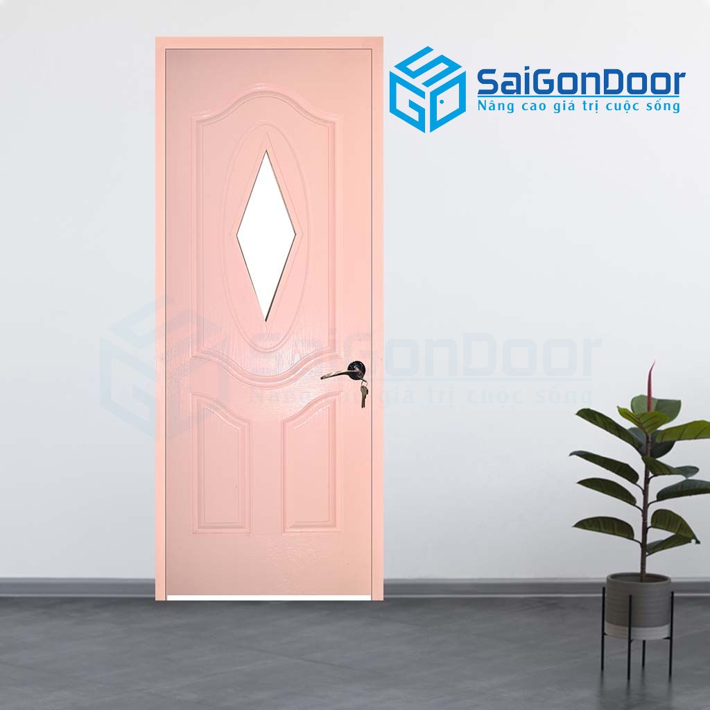 Mẫu cửa gỗ màu hồng HDF 3AGL-C4 Mẫu cửa gỗ màu hồng HDF 3AGL-C4