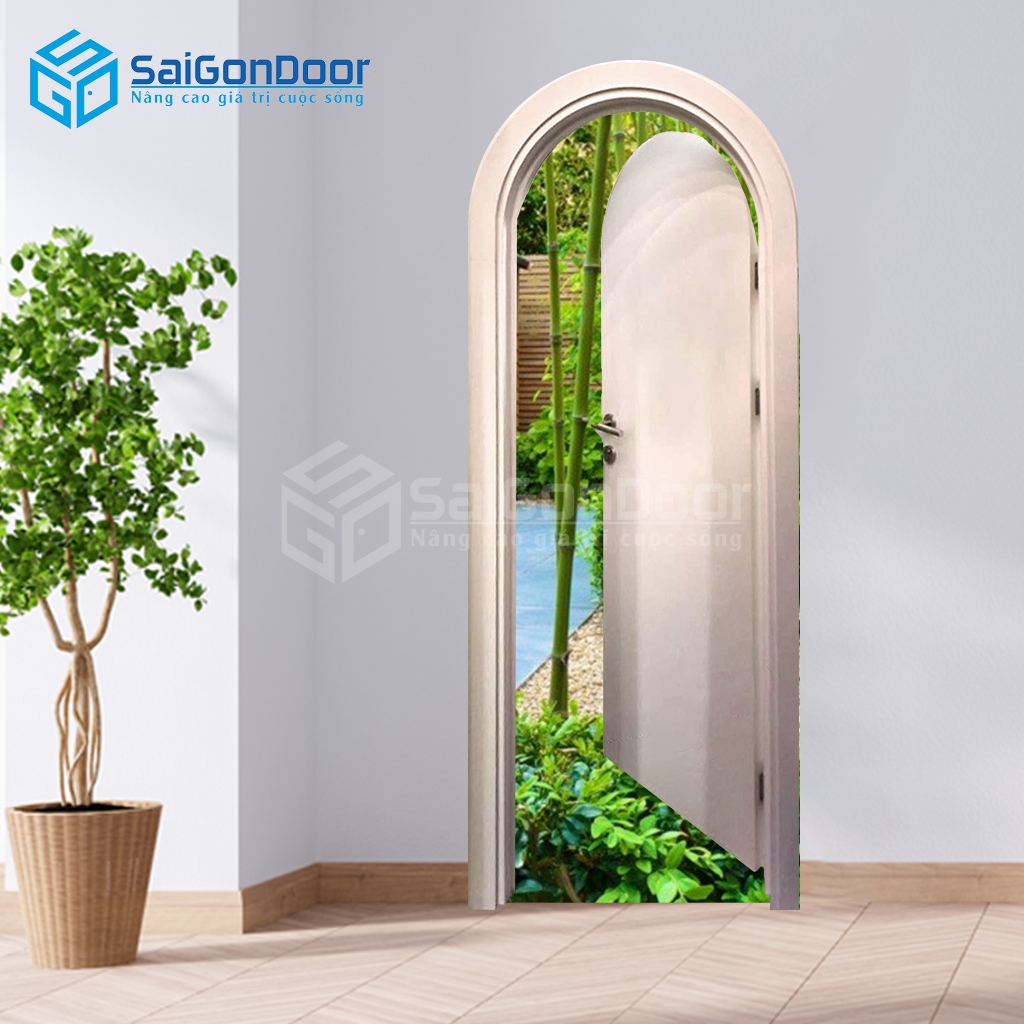Mẫu cửa vòm 1 cánh màu trắng Mẫu cửa vòm 1 cánh màu trắng