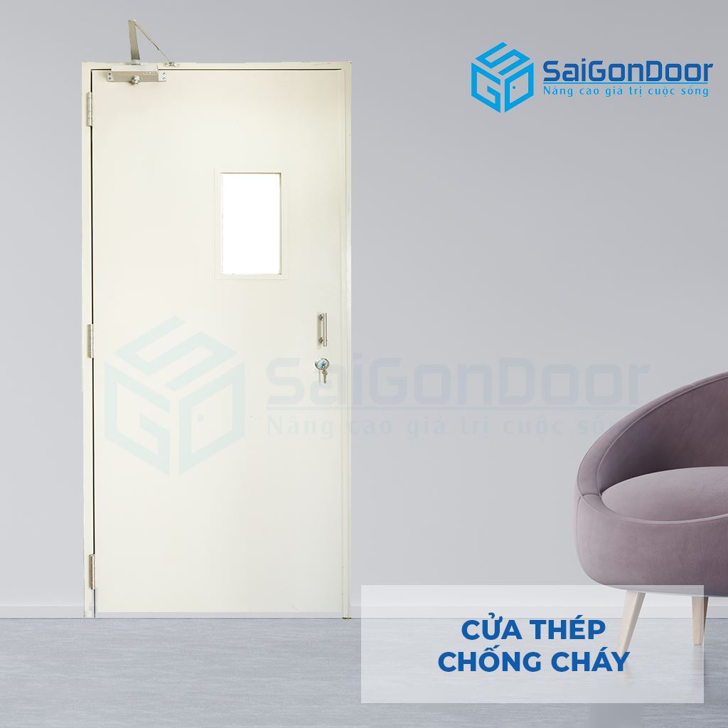 Cửa thép chống cháy P1 có ô kính