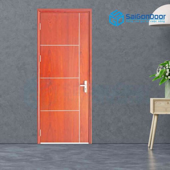 Mẫu cửa gỗ phủ nhựa PVC MDF Veneer P1R4b xoan đào Mẫu cửa gỗ phủ nhựa PVC MDF Veneer P1R4b xoan đào