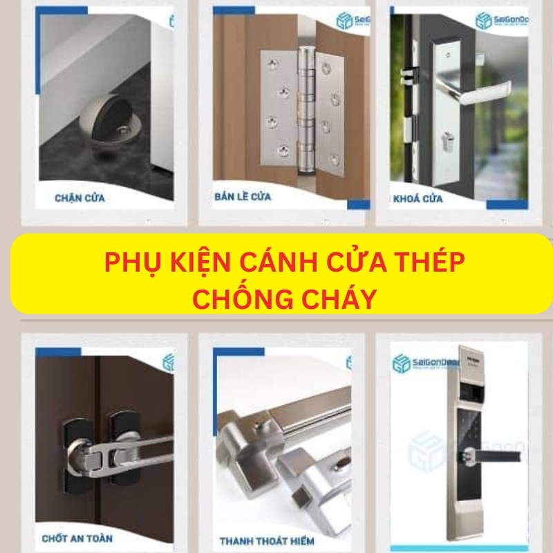 Phụ kiện cánh cửa thép chống cháy 