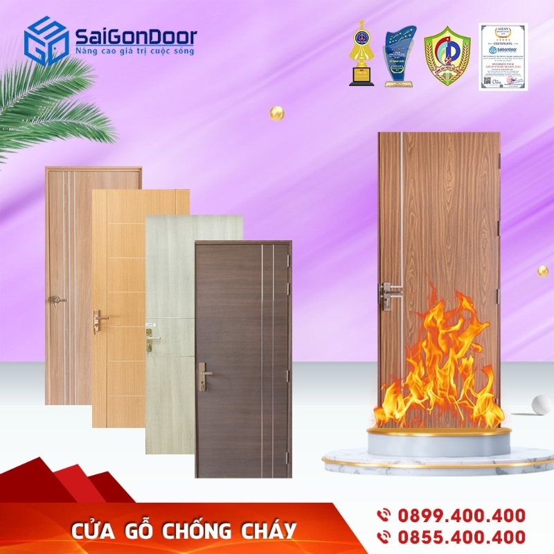 Cửa gỗ chống cháy chất lượng cao, sang trọng