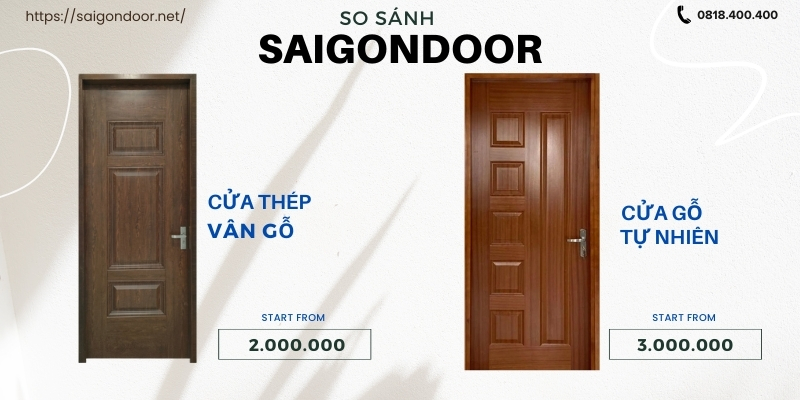 So sánh cửa thép vân gỗ với cửa gỗ tự nhiên
