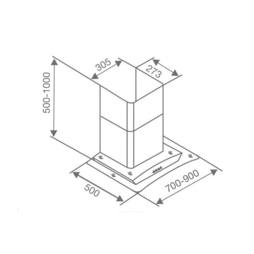 Máy hút mùi Canzy CZ 607 3 kích thước của Máy hút mùi Canzy CZ 607