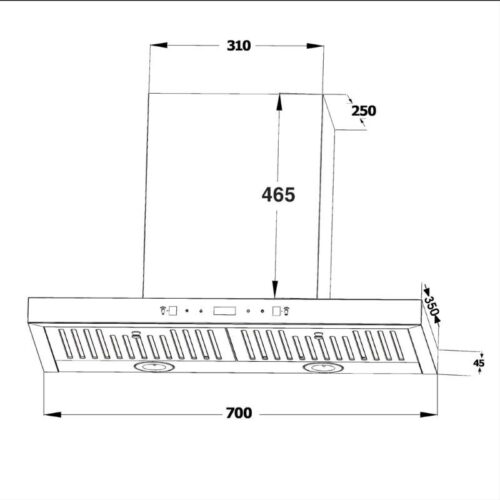 Máy hút mùi Chefs EH-R908E3T 4 Kích thước máy hút mùi Chefs EH-R908E3T
