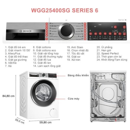 Máy giặt cửa trước Bosch WGG25400SG Series 6 5 kich thuoc may giat cua truoc bosch wgg25400sg series 6