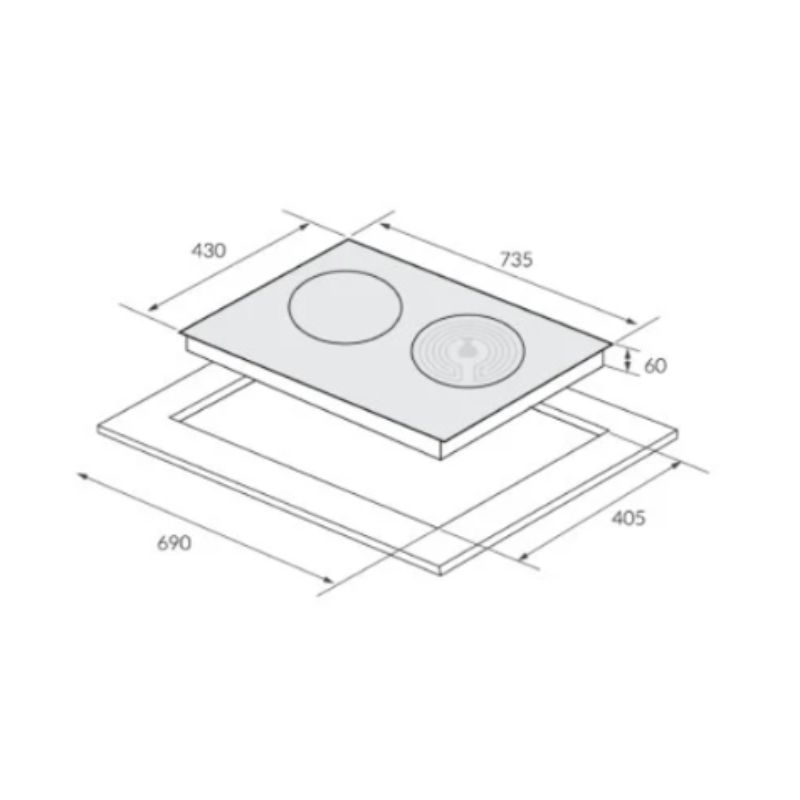 Kích thước bếp từ kết hợp hồng ngoại Eurosun EU-TE259Max Kích thước bếp từ kết hợp hồng ngoại Eurosun EU-TE259Max