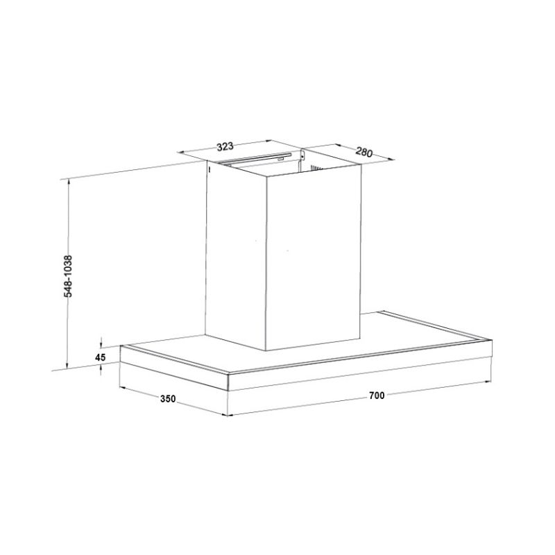 Kích thước máy hút mùi gắn tường Eurosun EH-70AF79 Kích thước máy hút mùi gắn tường Eurosun EH-70AF79