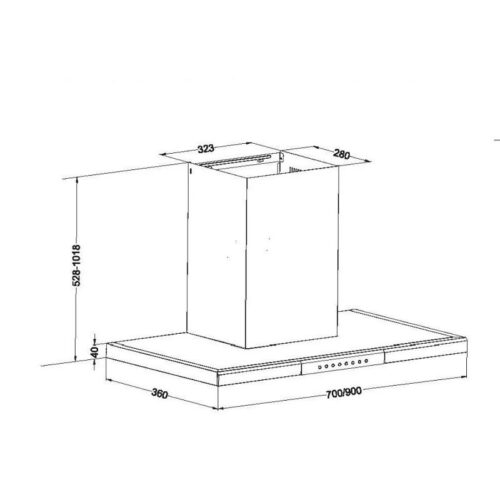 Máy hút mùi áp tường Eurosun EH-70AF76 4 Kích thước máy hút mùi gắn tường Eurosun EH-70AF76