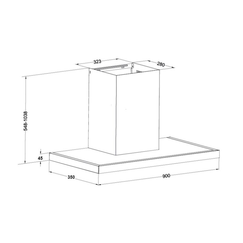 Kích thước máy hút mùi gắn tường Eurosun EH-90AF79 Kích thước máy hút mùi gắn tường Eurosun EH-90AF79
