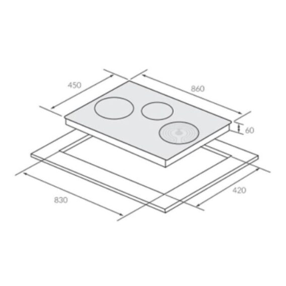 Kích thước bếp từ kết hợp hồng ngoại Eurosun EU-TE388Max