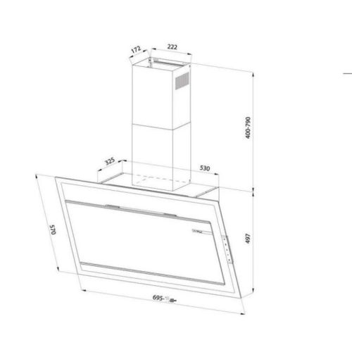 Máy hút mùi áp tường Eurosun EH-70CN78W 5 Kích thước máy hút mùi áp tường Eurosun EH-70CN78W