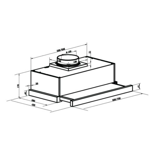 Kích thước máy hút mùi âm tủ Faster FS SYP 7003