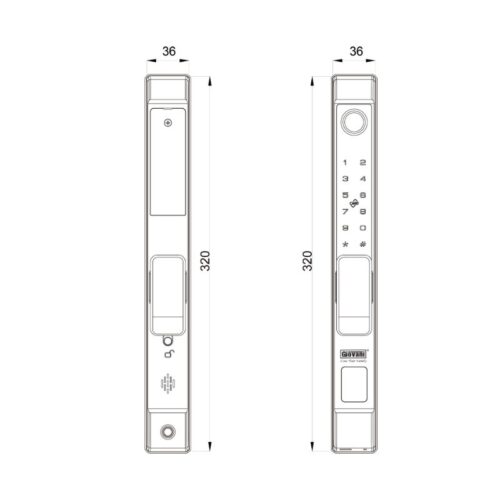 Khóa vân tay cửa nhôm GIOVANI GSL-F208B 5 kich thuoc khoa van tay cua nhom giovani gsl f208b
