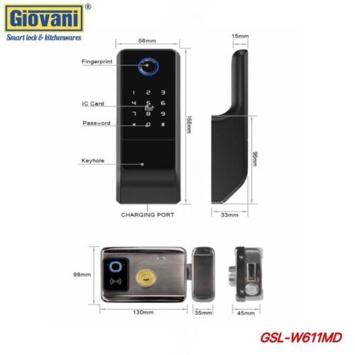 Thông số Khóa cửa cổng Giovani GSL-W611MD