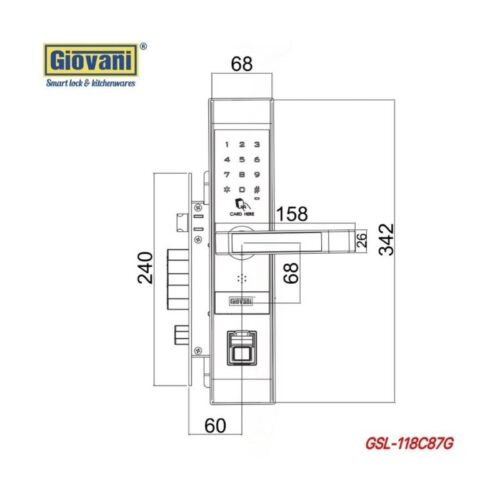 Thông số khóa vân tay thông minh GIOVANI GSL-118C87G