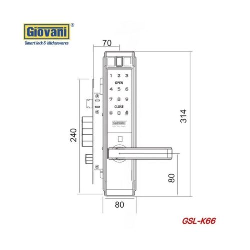 Thông số khóa vân tay thông minh GIOVANI GSL-K66FG