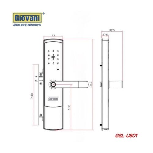 Thông số khóa vân tay thông minh GIOVANI GSL-U801G