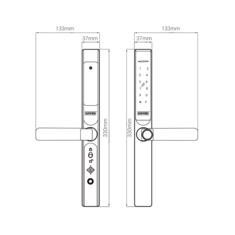 Thông số khóa vân tay cửa nhôm GIOVANI GSL-586G Thông số khóa vân tay cửa nhôm GIOVANI GSL-586G