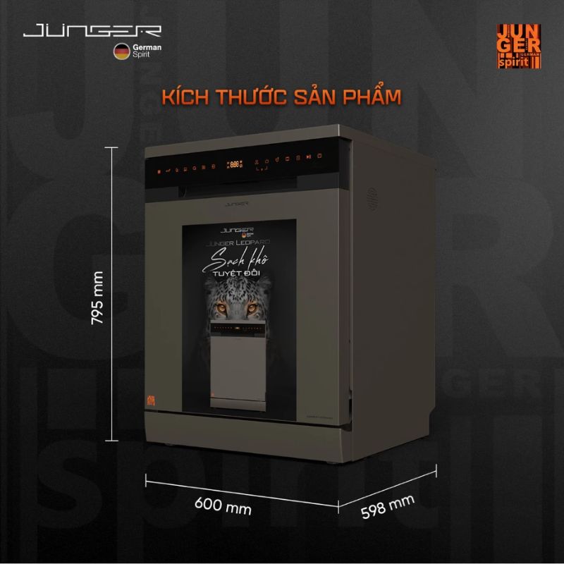 Kích thước máy rửa bát Junger LEOPARD-DWJ-163-MS Kích thước máy rửa bát Junger LEOPARD-DWJ-163-MS