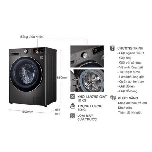 kich thuoc may giat lg inverter 10 kg fv1410s3b cua truoc