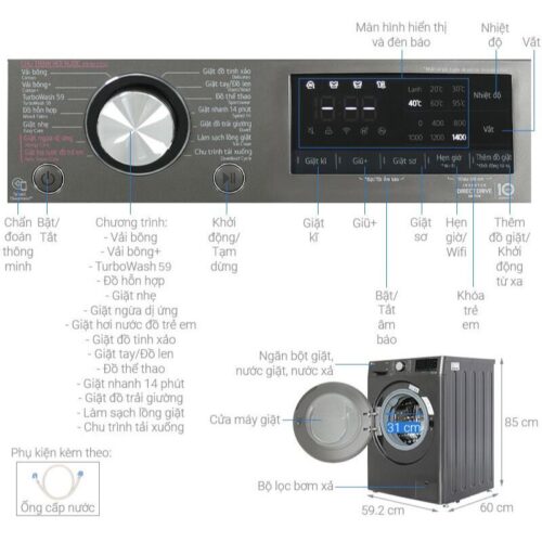 kich thuoc may giat lg inverter 10 kg fv1410s4b cua truoc