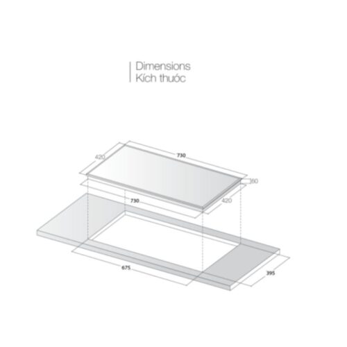 kích thước của Bếp từ kết hợp hồng ngoại Lorca LCI-898 PRO