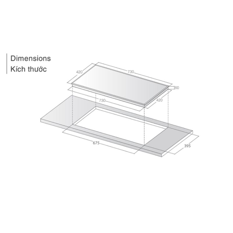 Kích thước bếp từ đôi Lorca LCI-789 PLUS Kích thước bếp từ đôi Lorca LCI-789 PLUS