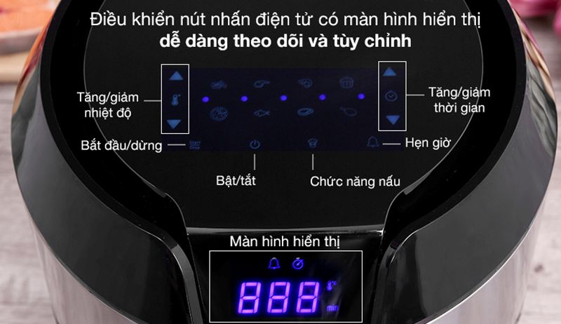 các nút điều khiển và chức năng của nồi chiên không dầu Lorca