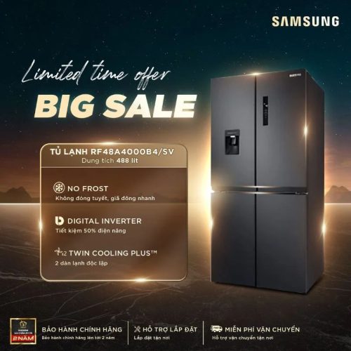 Tủ Lạnh 4 cánh Multi door 488 Lít Samsung RF48A4000B4/SV