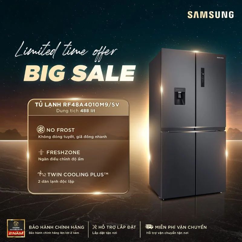 Tủ lạnh 4 cánh 488 lít Samsung RF48A4010M9/SV Tủ lạnh 4 cánh 488 lít Samsung RF48A4010M9/SV