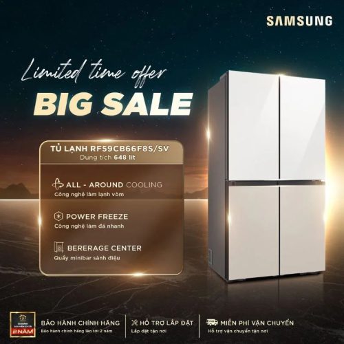 Tủ lạnh 4 cánh Multidoor Bespoke 648 lít Samsung RF59CB66F8S/SV